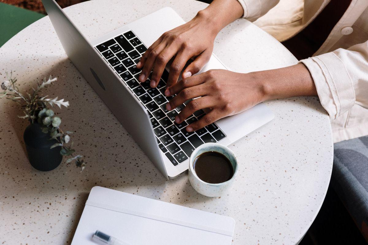 Writing blog content over coffee