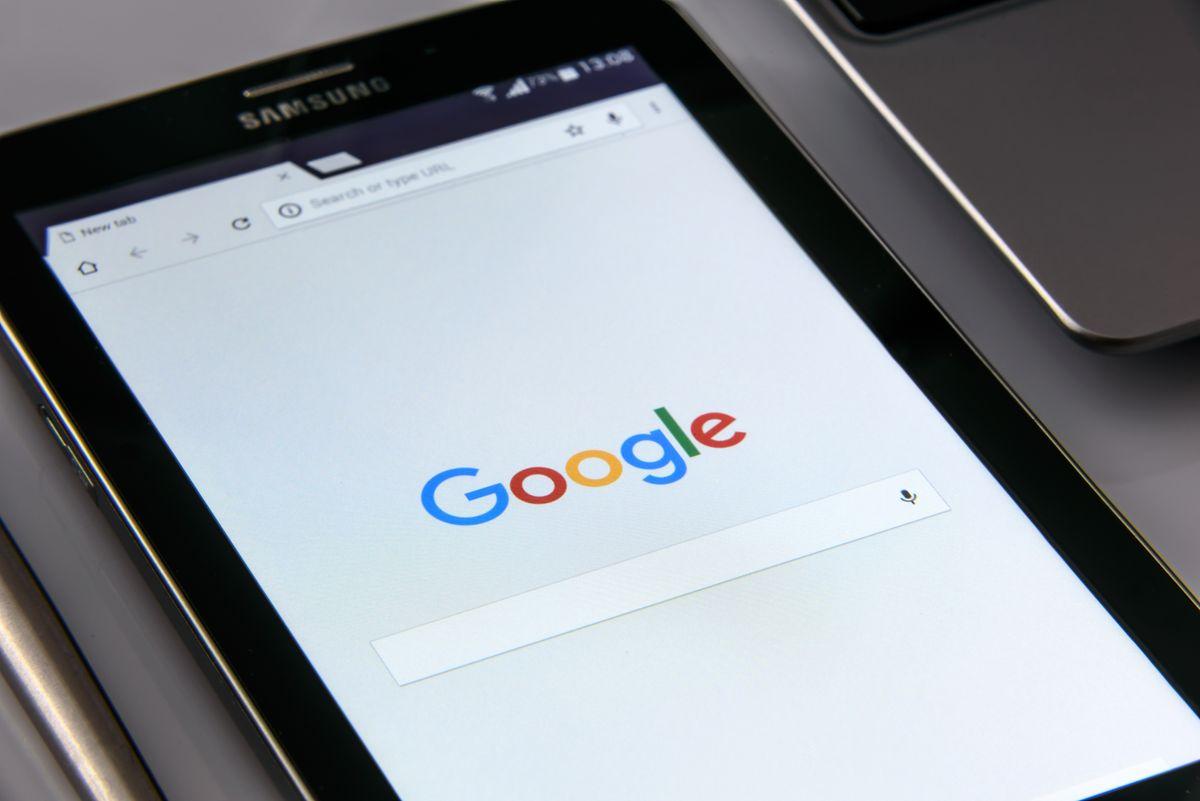 Tablet displaying Google search results