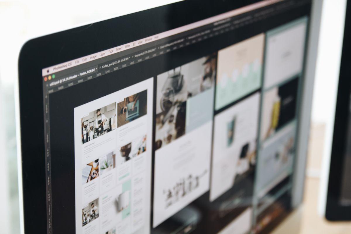 Screen displaying a website design project